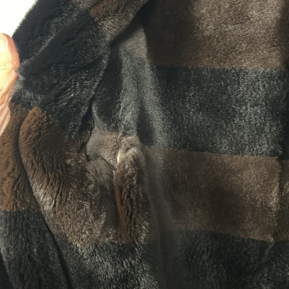 Vintage Black Leather Zipper Front Fur collar, sleeve w faux fur lining size 4-6 - Picture 15 of 16